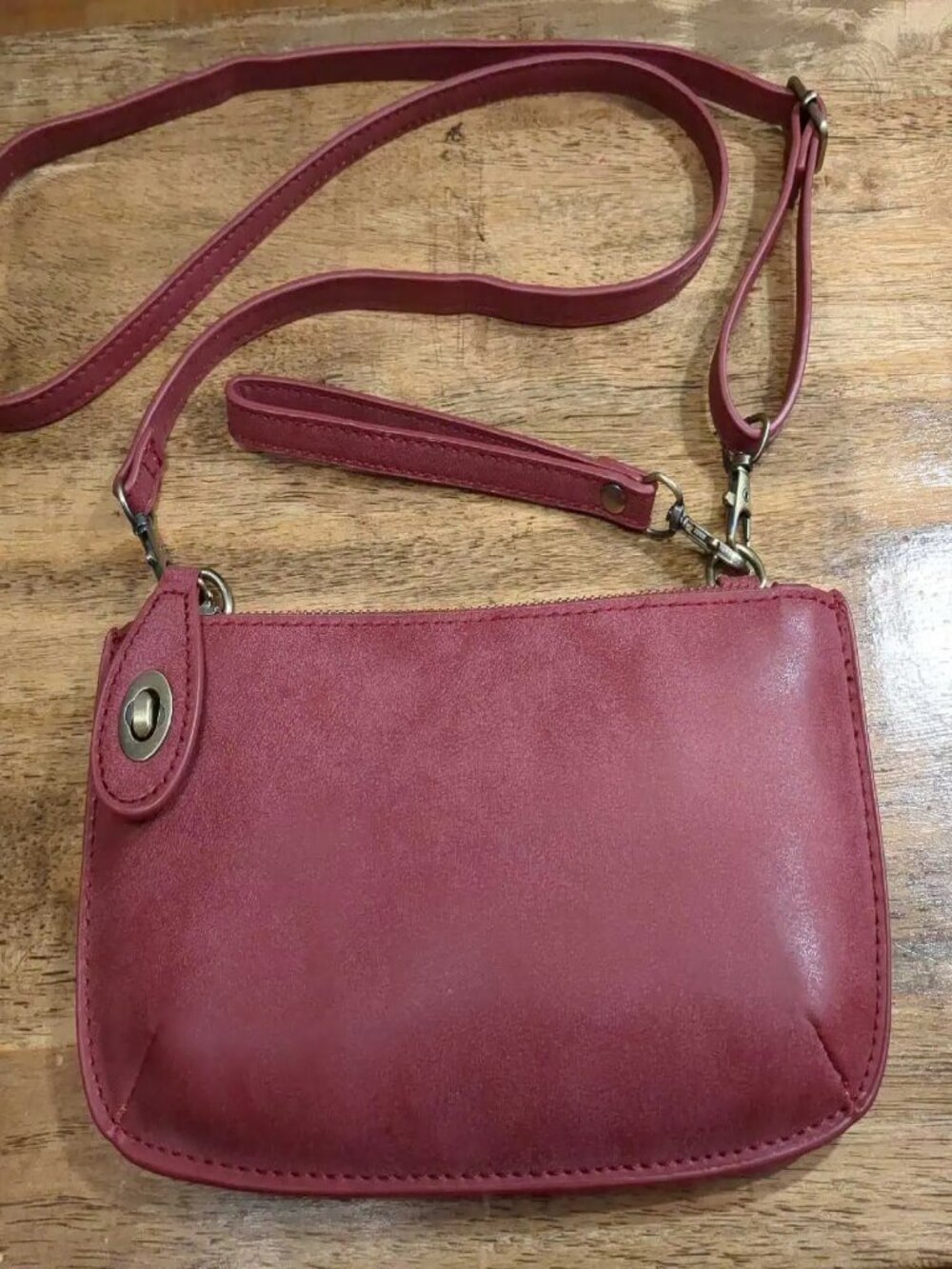 Joy Susan Mini Crossbody Clutch Purse Wristlet Bag in Dusty Red